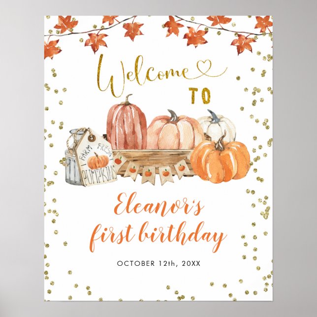 Fall Pumpkin Patch Birthday Welcome Sign (Front)