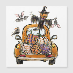 Fall Pumpkin Patch Truck with bats scarecrow bird 