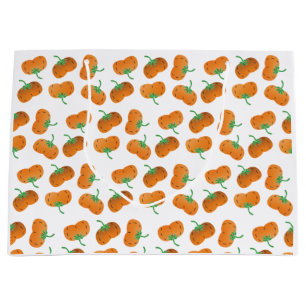Fall Pumpkin Pattern Autumn Orange Green Large Gift Bag