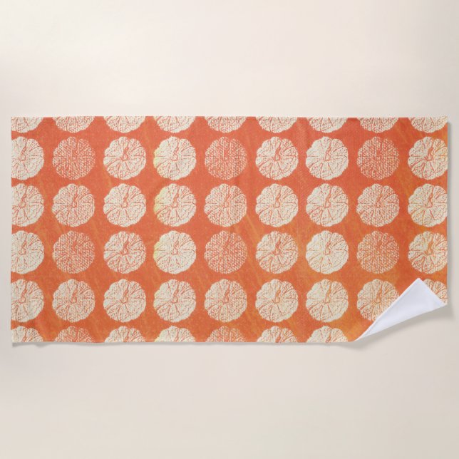Fall Pumpkin Pattern Beach Towel (Front)