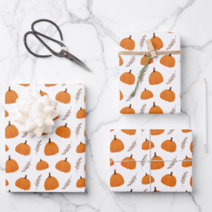 Fall Pumpkin Pattern Wrapping Paper Sheet