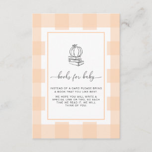 Fall Pumpkin Peach Gingham Books Request Card