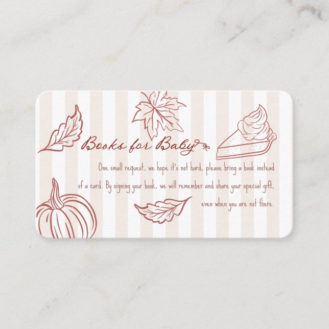 Fall Pumpkin Pie Books for Baby Card | Rustic (Front)