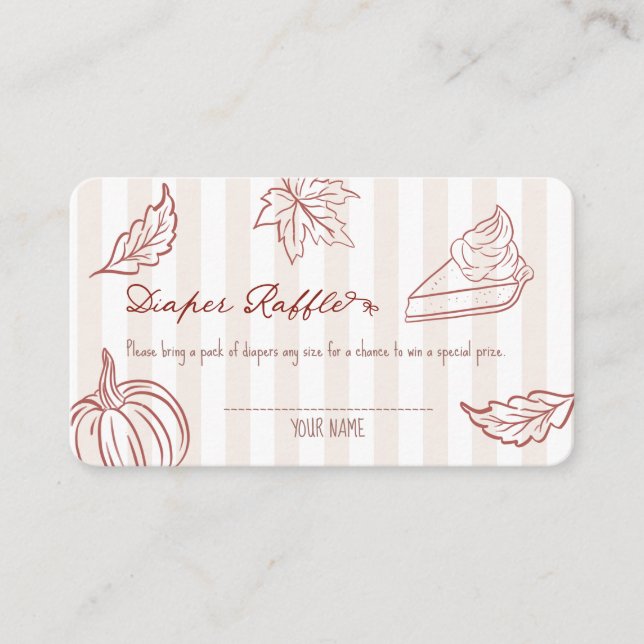 Fall Pumpkin Pie Diaper Raffle Card | Rustic Autum (Front)