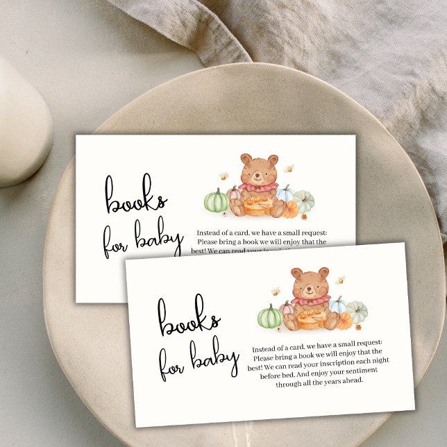 Fall Pumpkin Pie Teddy Bear Books For Baby Shower  Enclosure Card (Fall Pumpkin Pie Teddy Bear Books For Baby Shower Enclosure Card)