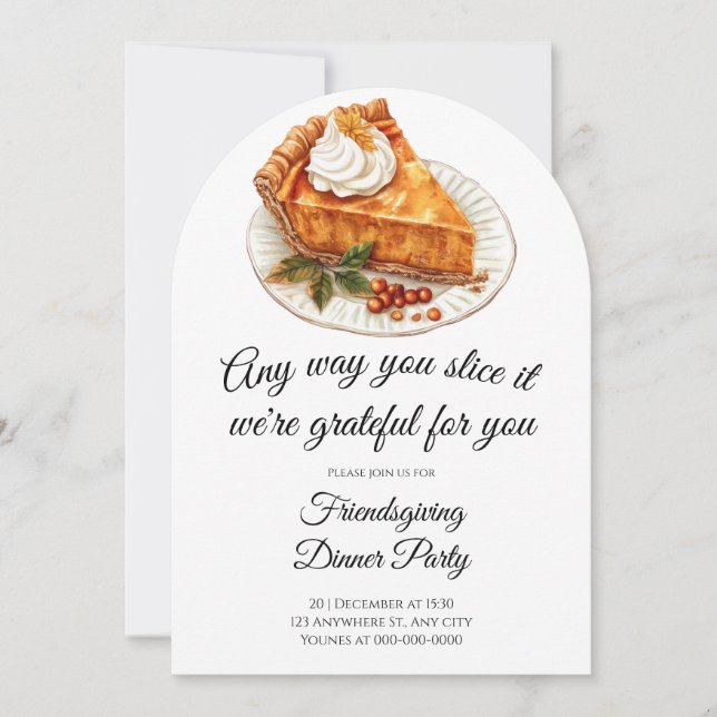 Fall pumpkin Pie Thanksgiving Party  Invitation (Front)