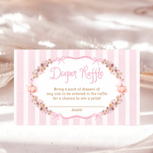 Fall Pumpkin Pink Floral Diaper Raffle Tickets Enclosure Card