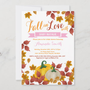 Fall Pumpkin Pink Girl Baby Shower invitation