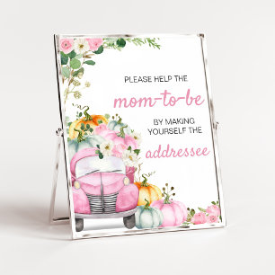 Fall Pumpkin Pink Truck Envelope Station Sign