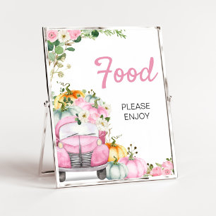 Fall Pumpkin Pink Truck Food Sign