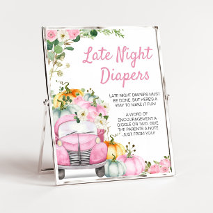 Fall Pumpkin Pink Truck Late Night Diapers Sign