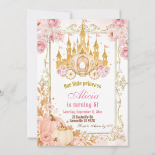 Fall Pumpkin Princess Birthday Invitation