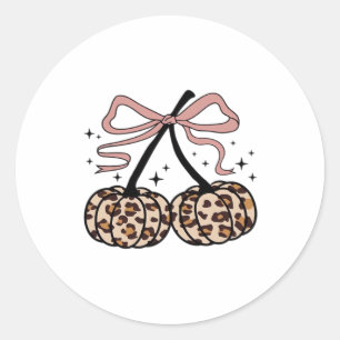 Fall Pumpkin, Pumpkin Cherries, Leopard Pumpkin, P Classic Round Sticker