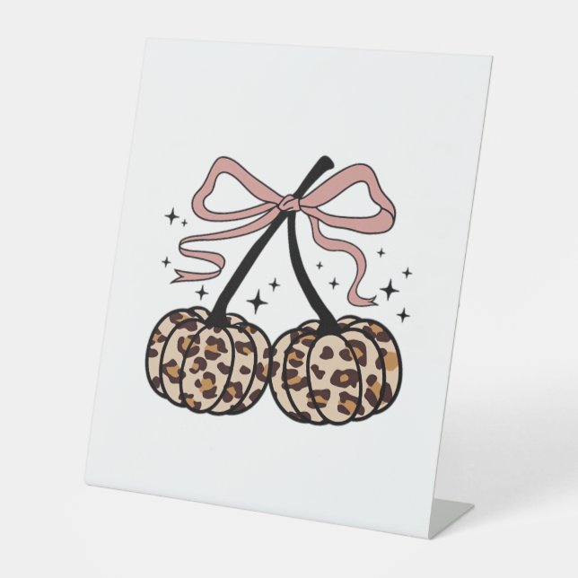 Fall Pumpkin, Pumpkin Cherries, Leopard Pumpkin, P Pedestal Sign (Front)
