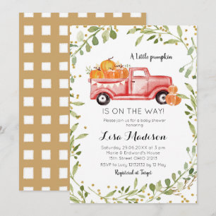 Fall Pumpkin Red Truck Baby shower Invitation