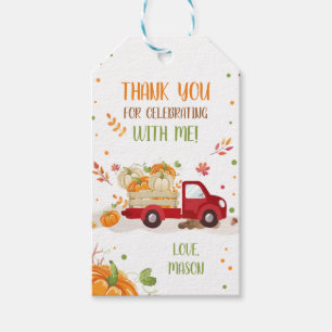Fall Pumpkin Red Truck Confetti Thank You Favour Gift Tags