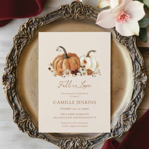 Fall Pumpkin Rustic Floral Bridal Shower Invitation