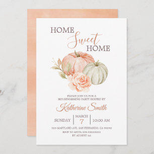 Fall Pumpkin Rustic Floral Housewarming Party Invitation