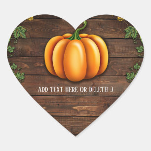 Fall Pumpkin Rustic Green Gold Ivy Autumn Country Heart Sticker