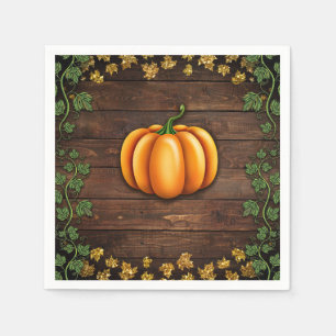 Fall Pumpkin Rustic Green Gold Ivy Autumn Country Napkin
