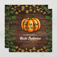 Fall Pumpkin Rustic Green Gold Ivy Baby Shower