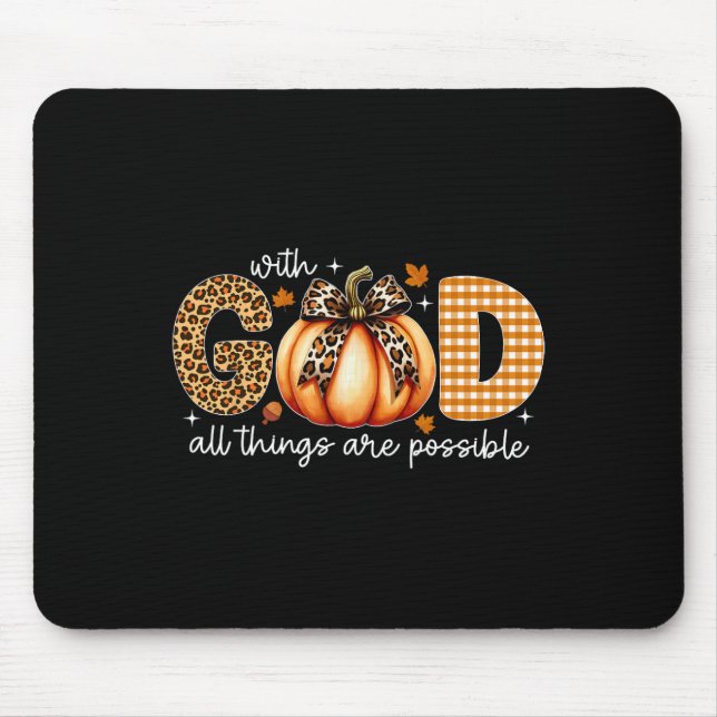 Fall Pumpkin S For Women Jesus Christian Thanksgiv Mouse Mat (Front)