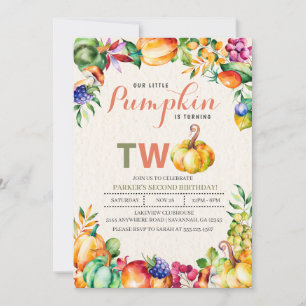 Fall Pumpkin Second Birthday Invitation