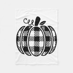 Fall Pumpkin Shirt Women's Halloween Buffalo Plaid Fleece Blanket