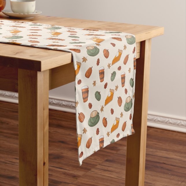 Fall Pumpkin Spice Autumn Pattern Table Runner (In Situ)