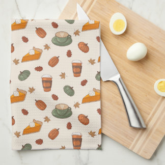 Fall Pumpkin Spice Baking Pattern Kitchen Towel