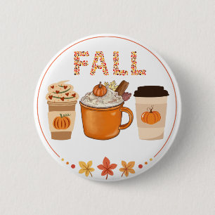 Fall Pumpkin Spice Coffee – Autumn Latte 6 Cm Round Badge