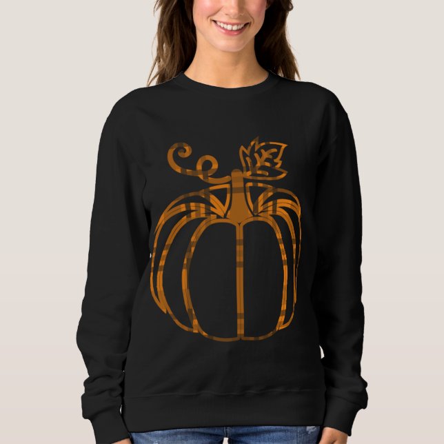 Fall Pumpkin Spice Cute Autumn Buffalo Patch Plaid Sweatshirt (Front)