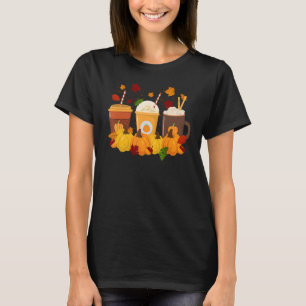 Fall Pumpkin Spice Drink Cups Coffee Autumn Season T-Shirt