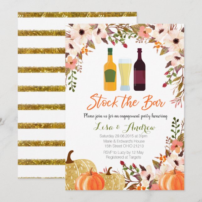 Fall Pumpkin Stock the Bar Invitation (Front/Back)