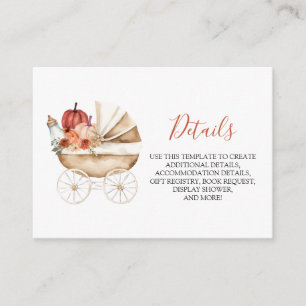Fall Pumpkin Stroller Floral Baby Shower Detail Enclosure Card
