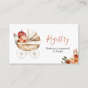 Fall Pumpkin Stroller Floral Baby Shower Registry Enclosure Card