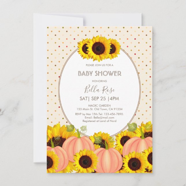 Fall Pumpkin Sunflower Baby Shower Invitation (Front)