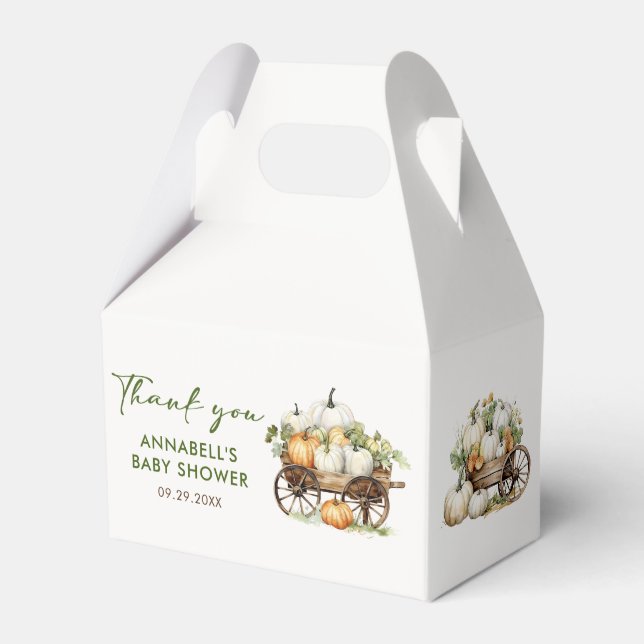 Fall Pumpkin Sunflower Baby Shower Thank You Favour Box (Front Side)
