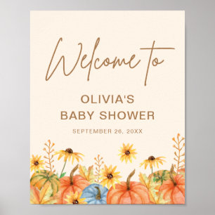Fall Pumpkin Sunflower Baby Shower welcome sign