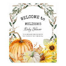 Fall Pumpkin Sunflower Watercolor Welcome Baby