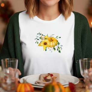 Fall pumpkin, sunflowers, and greenery T-Shirt