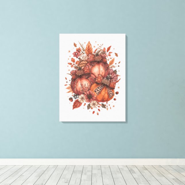  Fall Pumpkin T-Shirt Canvas Print (Insitu(Wood Floor))
