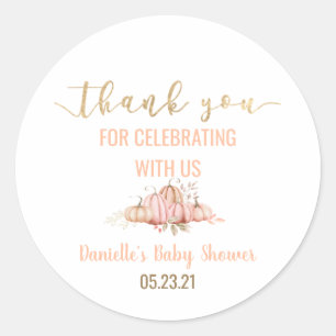 Fall Pumpkin Thank You Baby Shower Favour Sticker