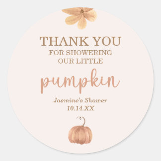 Fall Pumpkin Thank You Favour Classic Round Sticker