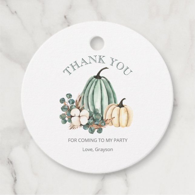Fall Pumpkin Thank You Favour Tags (Front)