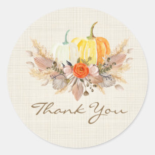 Fall Pumpkin Thank You Stickers
