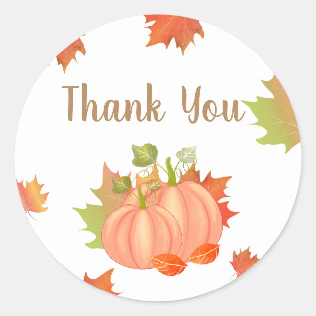 Fall Pumpkin Thank you Stickers (Front)