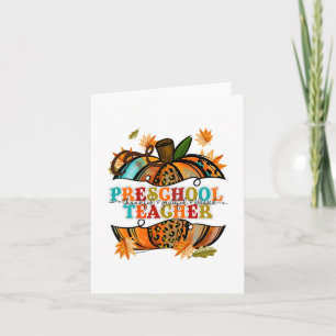 Fall Pumpkin Thankful Blessed Preschool Teacher Card