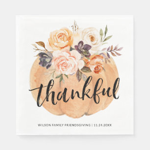 Fall Pumpkin Thankful Friendsgiving Thanksgiving Napkin