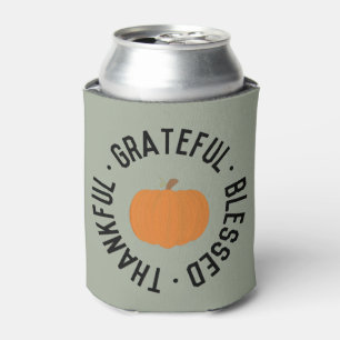 Fall Pumpkin Thankful grateful blessed autumn Can Cooler